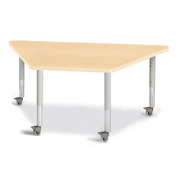 Berries Trapezoid Activity Tables, 30 in. x 60 in., Mobile, Maple/Maple/Gray